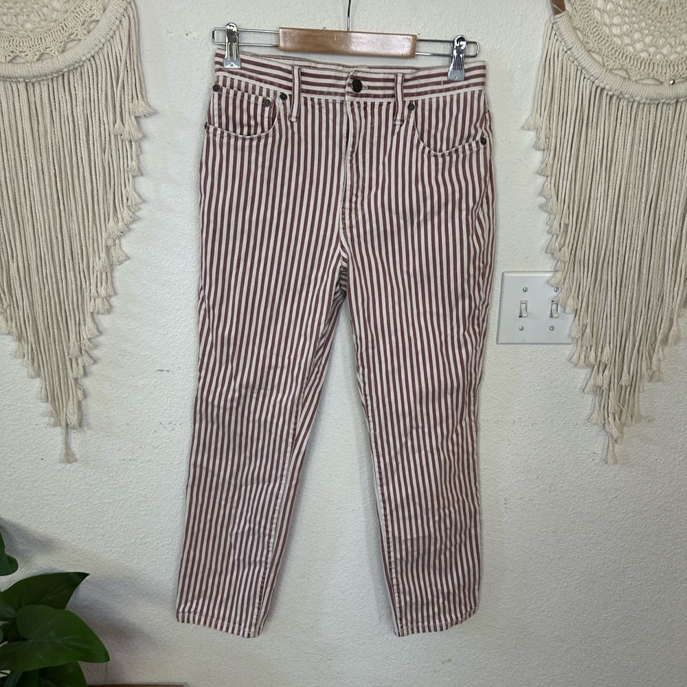 Madewell Striped Red and White Striped Pants size 26